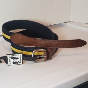 The Belted Cow - Classic Stripe Leather Tab Belt